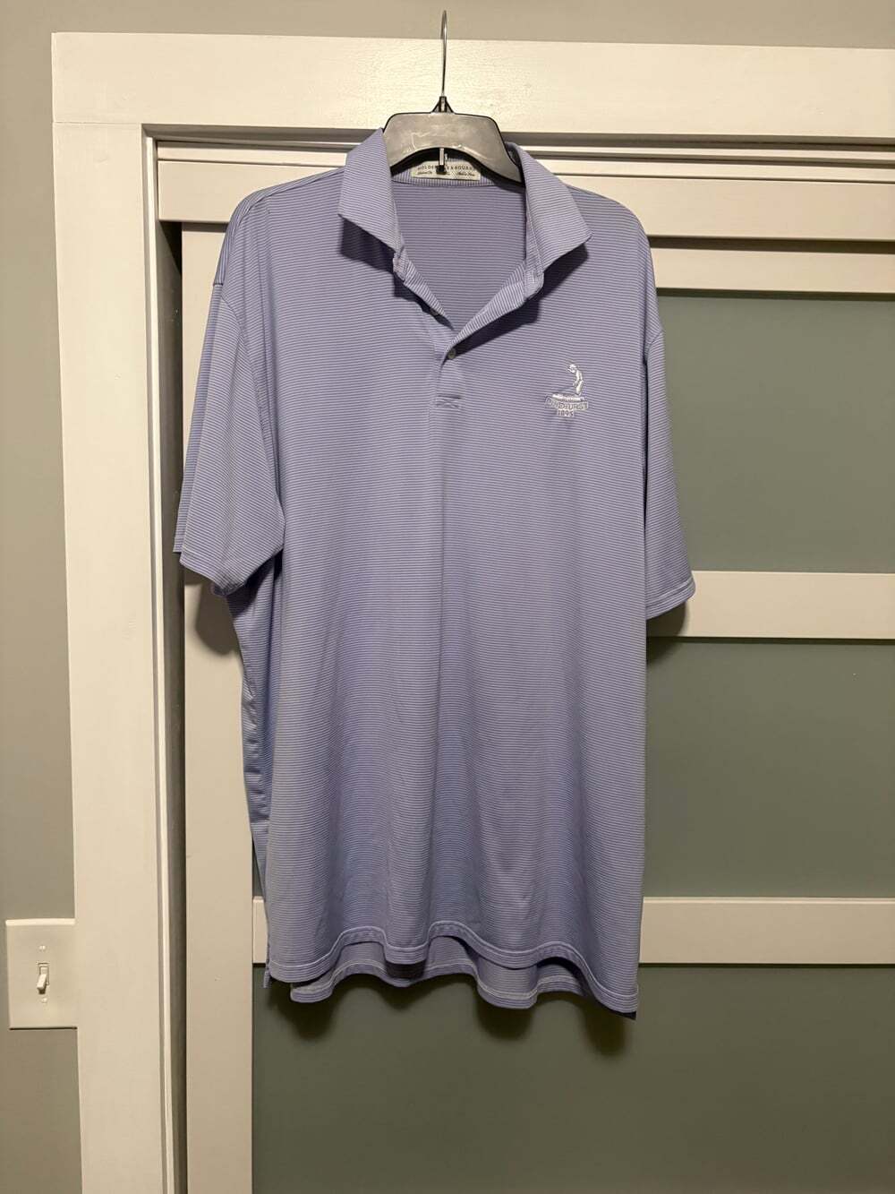 Holderness & Bourne Tailored Fit Pinehurst Country Club Purple Stipe Polo Shirt
